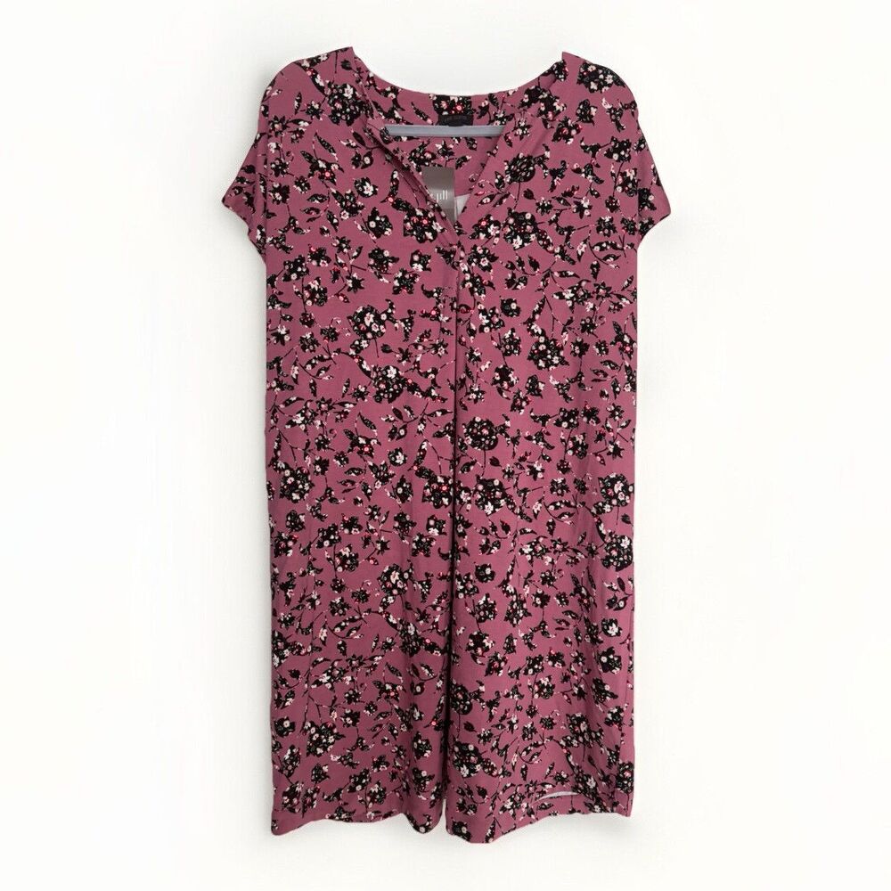 J. Jill Wearever Collection Size Medium dress pink with black floral pattern NEW